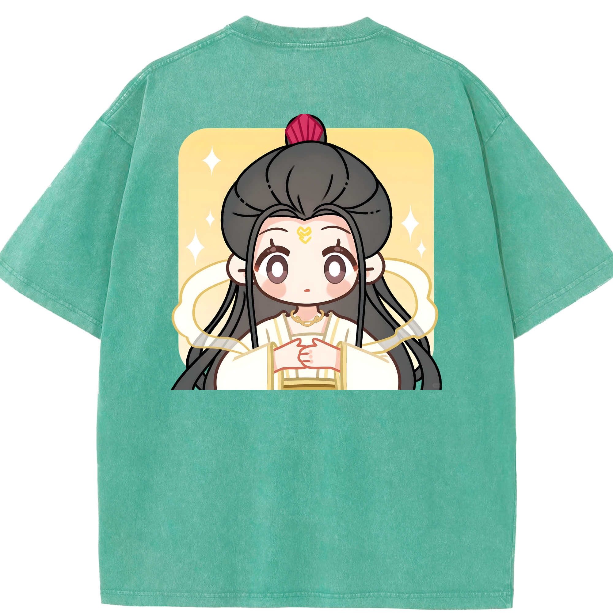 （画像用） Ne Zha 2 ナタ 魔童の大暴れ 綿100% ヴィンテージ風 半袖Tシャツ（背面プリント）